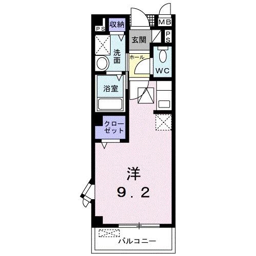 ルミエールⅤ(ワンルーム/1階)の間取り写真