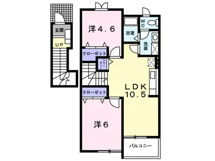 リベラール籐(2LDK/2階)の間取り写真