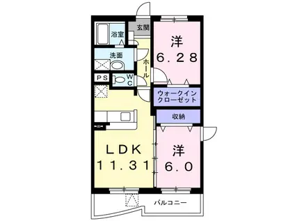 GOOD HILLⅡ(2LDK/3階)の間取り写真