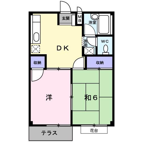 ファミール安倉Ⅱ(2DK/1階)の間取り写真