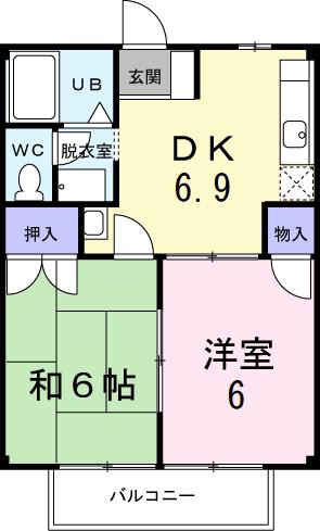 プライムハイツⅡ(2DK/1階)の間取り写真