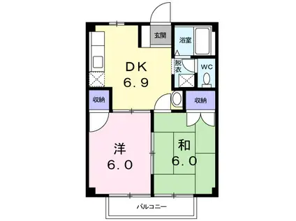 プライムハイツⅡ(2DK/2階)の間取り写真