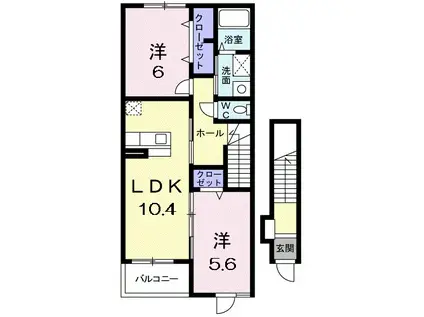 マロンⅡB(2LDK/2階)の間取り写真