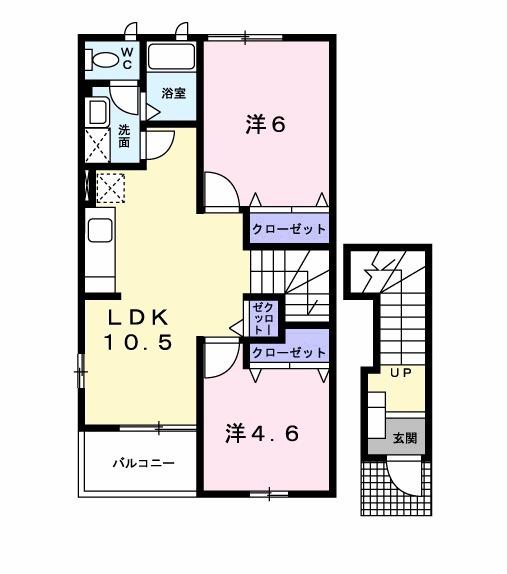 エンブレス野中 A(2LDK/2階)の間取り写真