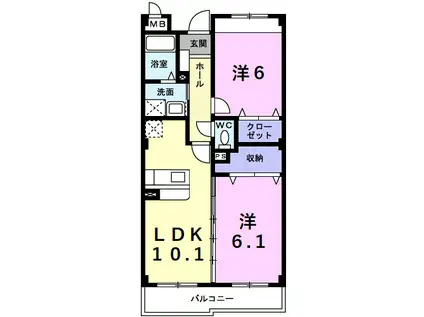 SUNSOLEIL21(2LDK/2階)の間取り写真