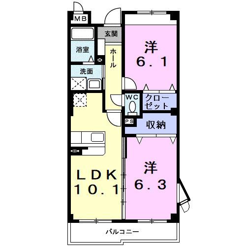 SUNSOLEIL21(2LDK/3階)の間取り写真