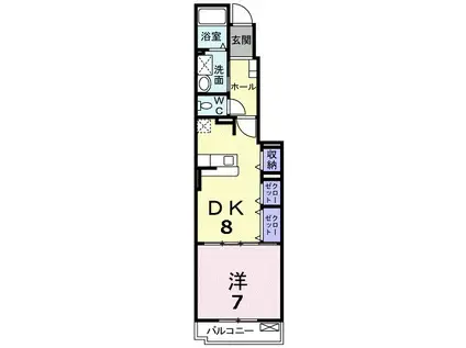 ベルアンジュ(1DK/1階)の間取り写真