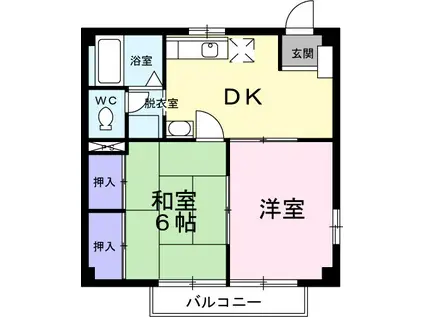 アクティブ田沢Ⅰ(2DK/2階)の間取り写真