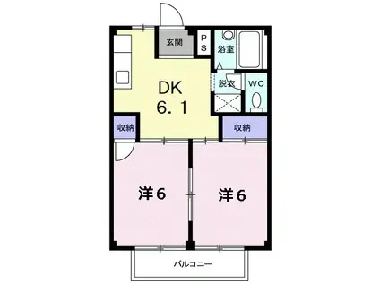 シティハイツ藤(2DK/2階)の間取り写真