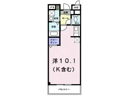 コートライブリーNⅡ(ワンルーム/2階)の間取り写真