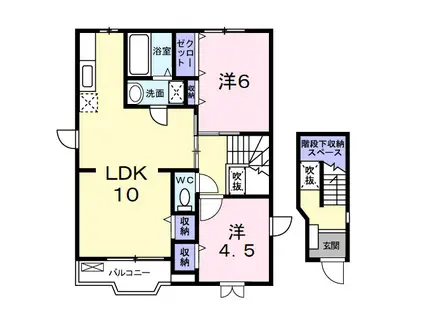 メゾンソレイユⅣ(2LDK/2階)の間取り写真