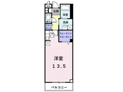 シェアー・ウエスト(ワンルーム/1階)の間取り写真
