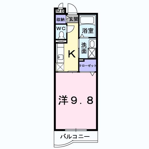 メゾングラシュ3(1K/3階)の間取り写真