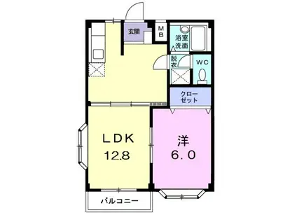 エルディム東陽Ⅱ(1LDK/2階)の間取り写真