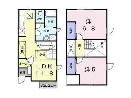 MMハイツⅡーA(2LDK/1階)の間取り写真