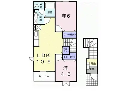 マロンシャンⅠ番館(2LDK/2階)の間取り写真