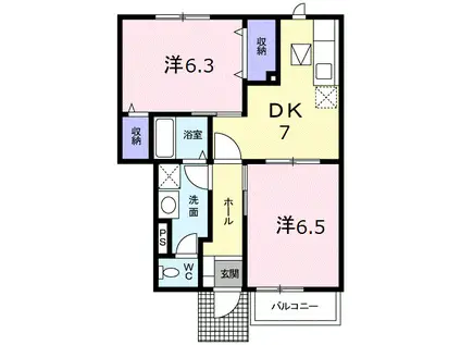 サンアメニティ秋の里A(2DK/1階)の間取り写真