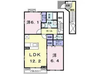 リバ-サイドピアッツァ A(2LDK/2階)の間取り写真