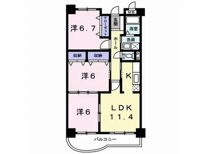 エレガンスヴィラ(3LDK/3階)の間取り写真