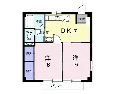 サンライズハイムA(2DK/2階)の間取り写真