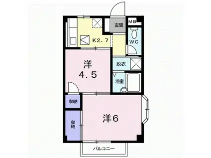 セントラルシティⅡ(2K/1階)の間取り写真