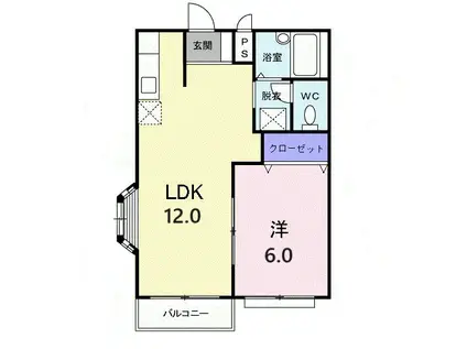 さくらハイツ(1LDK/2階)の間取り写真