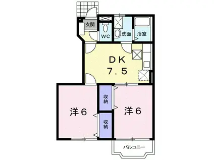 シャトー・ノールⅠ(2DK/1階)の間取り写真