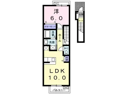 東北本線 小山駅 バス乗車時間：16分 城南小前バス停で下車 徒歩3分 2階建 築17年(1LDK/2階)の間取り写真