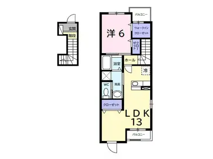 サンリット パレス(1LDK/2階)の間取り写真