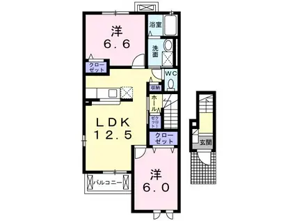 ノヴェルⅠ(2LDK/2階)の間取り写真