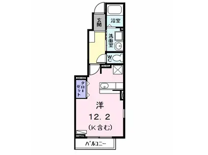 アンジュ(ワンルーム/1階)の間取り写真
