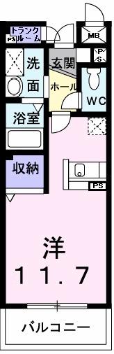 アライブF Ⅲ(ワンルーム/2階)の間取り写真