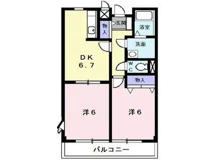 ジョイフルⅠ(2DK/2階)の間取り写真