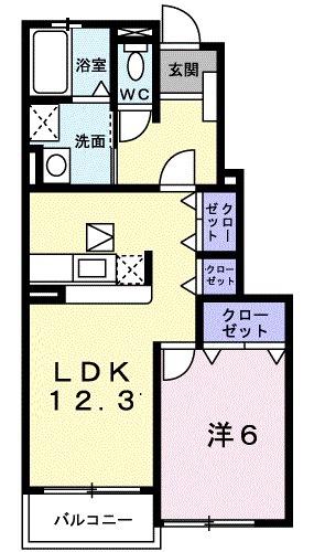 フレスクーラⅠ(1LDK/1階)の間取り写真