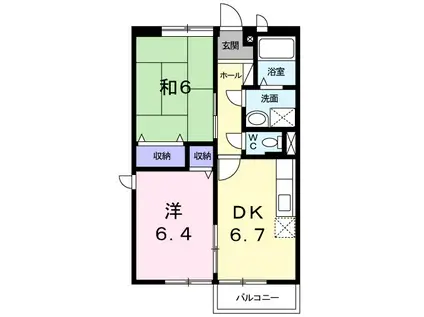 プレミールESTⅠ(2DK/2階)の間取り写真