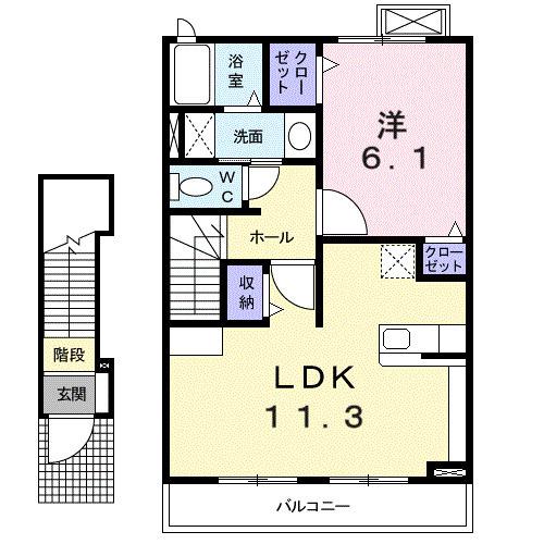 フィオーレ・ジーリョ(1LDK/2階)の間取り写真