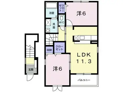 LIVERTY DREAMⅦ(2LDK/2階)の間取り写真