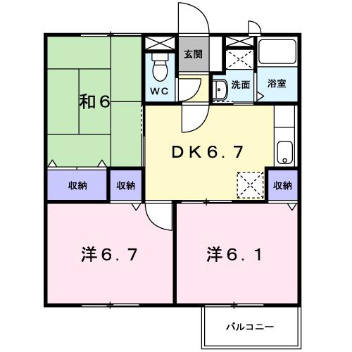 すばるⅠ(3DK/2階)の間取り写真