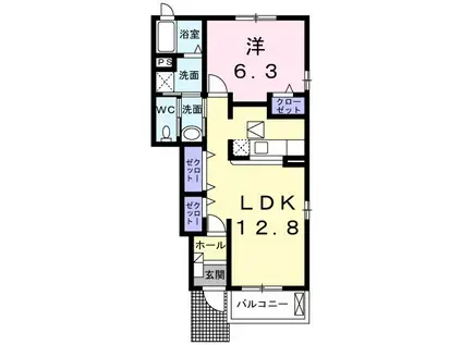 エクセレント・ヴィラ Ⅲ(1LDK/1階)の間取り写真