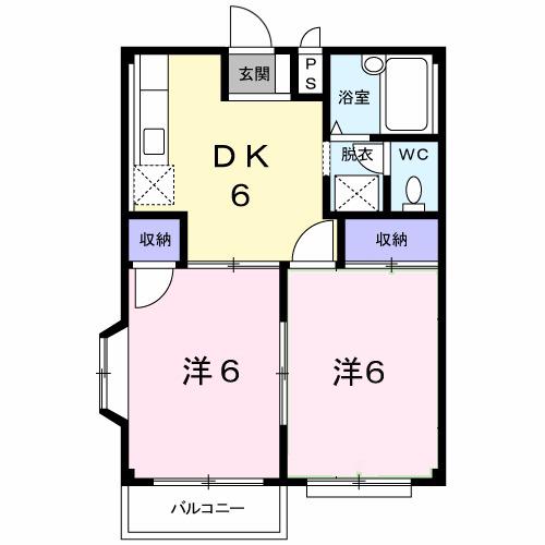 エルディム峯パートⅡ(2DK/2階)の間取り写真