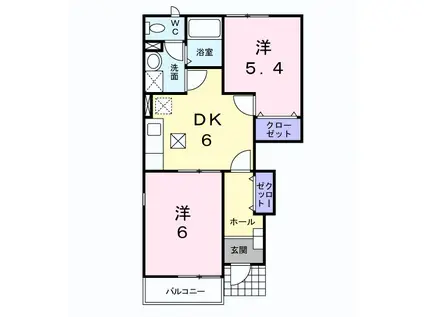 白蔵3B(2DK/1階)の間取り写真