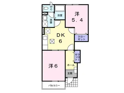 白蔵3B(2DK/1階)の間取り写真