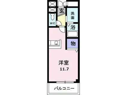 メゾングラシュⅡ(ワンルーム/1階)の間取り写真