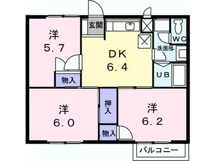 エスペランサ(3DK/1階)の間取り写真