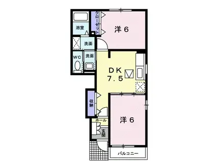 ラフレシールA(2DK/1階)の間取り写真