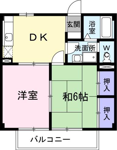 ニューシティクロサワⅠ(2DK/1階)の間取り写真