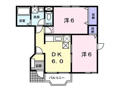 サンプラスⅡ(2DK/1階)の間取り写真
