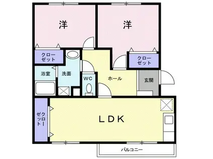 ペアレジデンス Ⅰ(2LDK/2階)の間取り写真