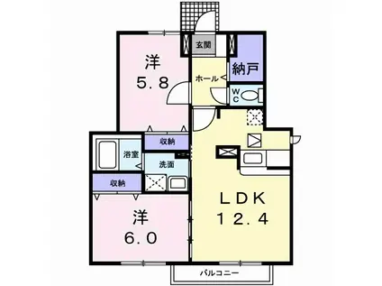 リッシュ・ファミーユ(2LDK/1階)の間取り写真
