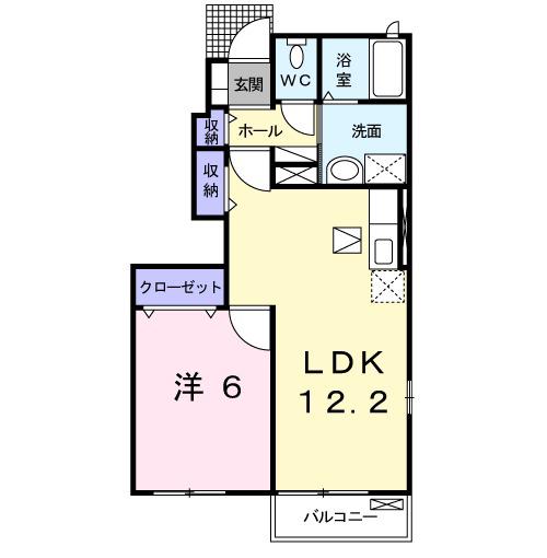 アルティプラーノハヤシ Ⅵ(1LDK/1階)の間取り写真